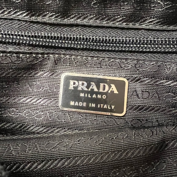 Authentic Prada Wool/Leather Black/Gray Adjustable Strap Shoulder Bag - Picture 6 of 14